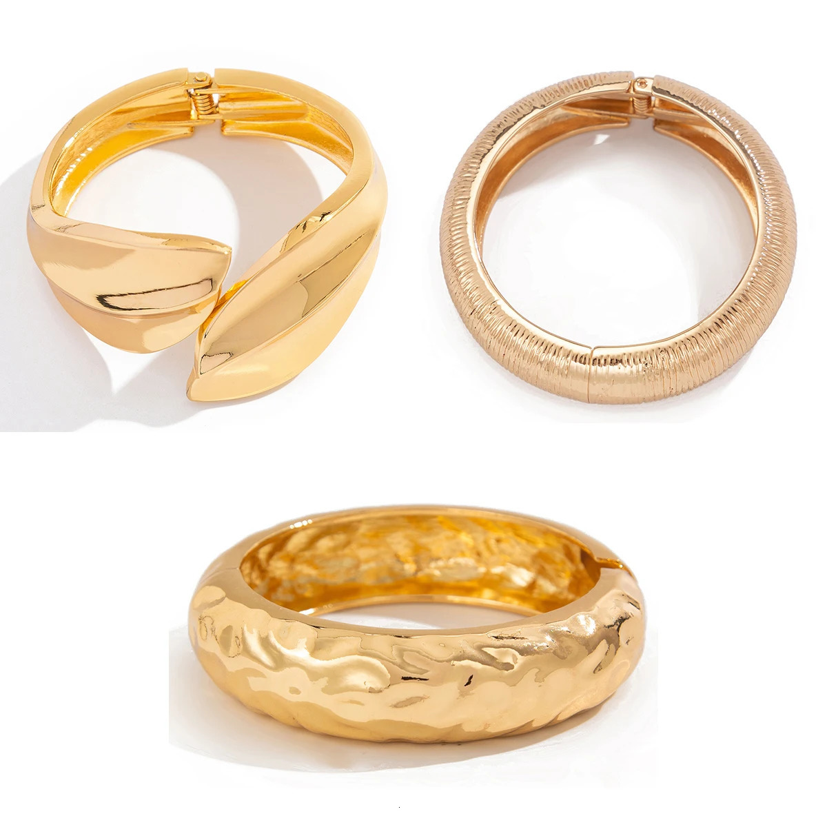 PuRui Exaggerated Heavy Metal Chunky Wide Cuff Bangles for Women Punk Geometric Spring Arm Bracelets Men Jewelry Steampunk 260128