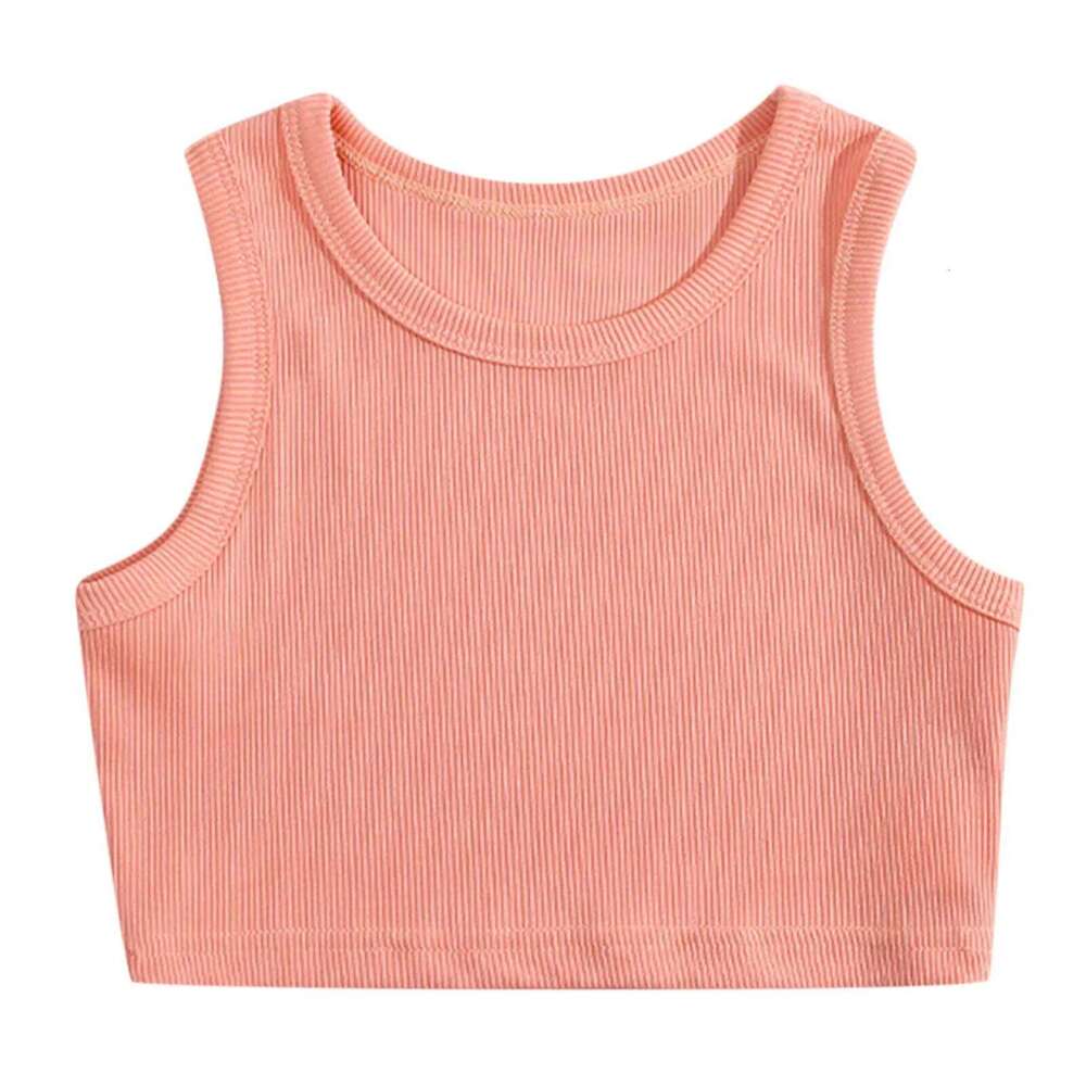 Toddler Kid Girls Tank Tops Racer Crop Sleeveless Sports Casual Solid Dance Top For Ballet Gymnastics Dancewear 26Y0209