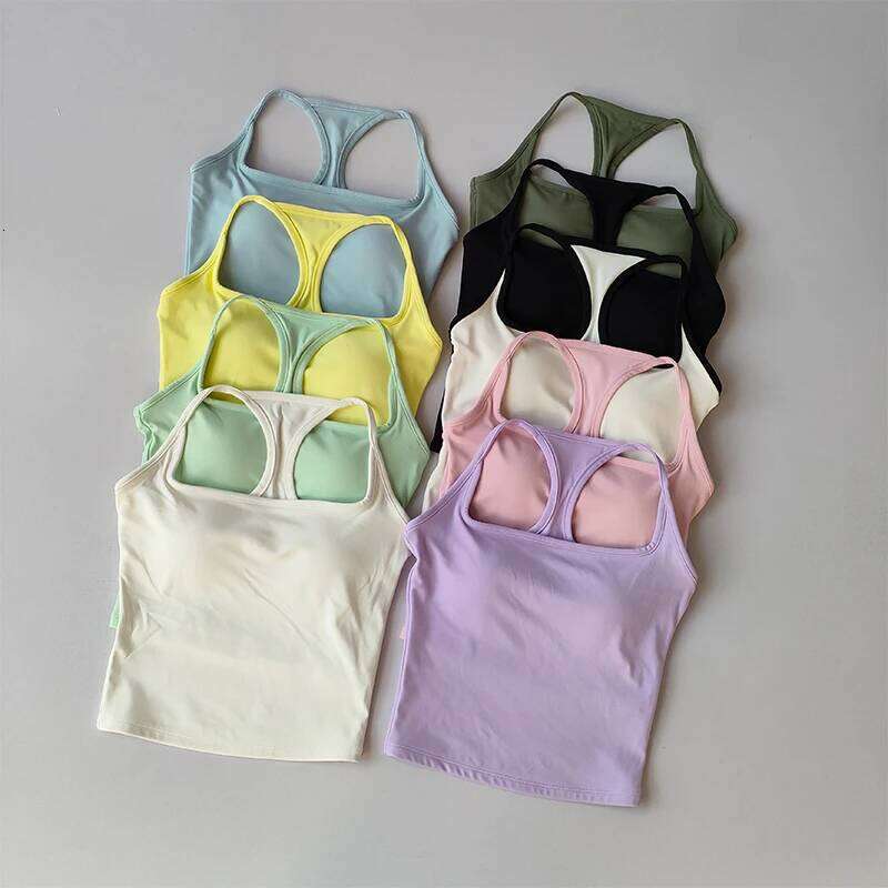 Sports and Fitness Vest with Chest Pad Summer Shockproof Beauty Nude Feeling Suit Pilates Training Top Yoga Clothing 26Y0209