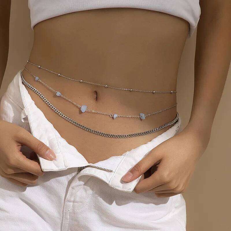 Simple Double Layer Bead Ladies Waist Belly Belt Chain Fashion Body Jewelry Spring Summer Gifts X260209