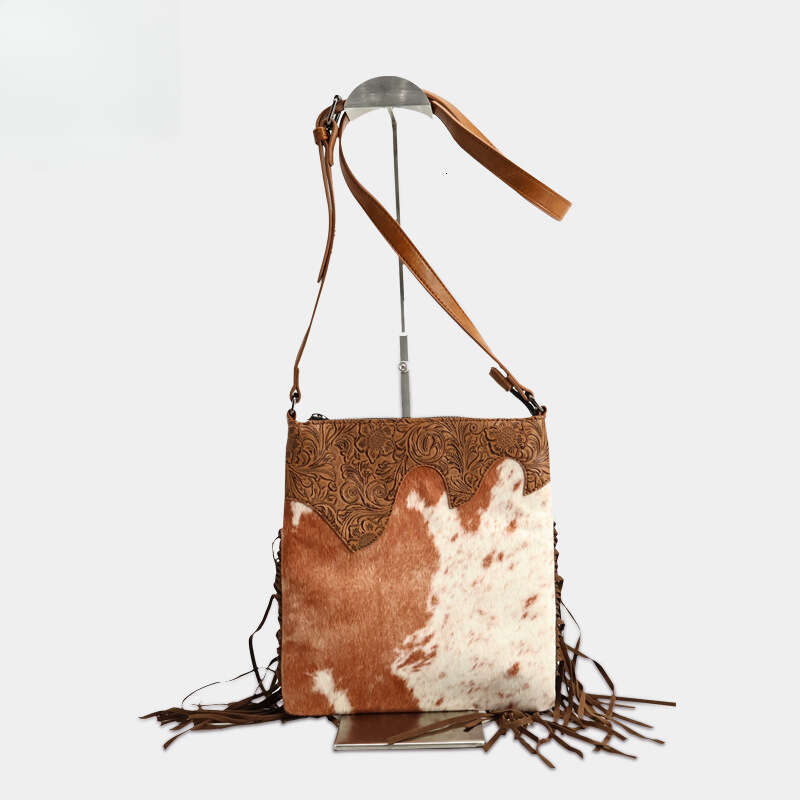 Totebag Shoulder ROSE NOIRE Bohemian New Vintage Embossed Small Square Horsehair Crossbody PU Cross Border Tassel Women S Bag Wholesale