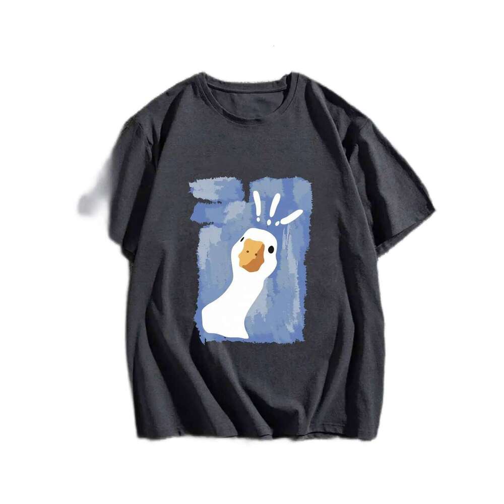 100% Cotton Women T-shirt Graffiti-art Confused Duck Printed Tees Shirt Summer Loose Tops Fashion Street O-neck Female Clothes X260209