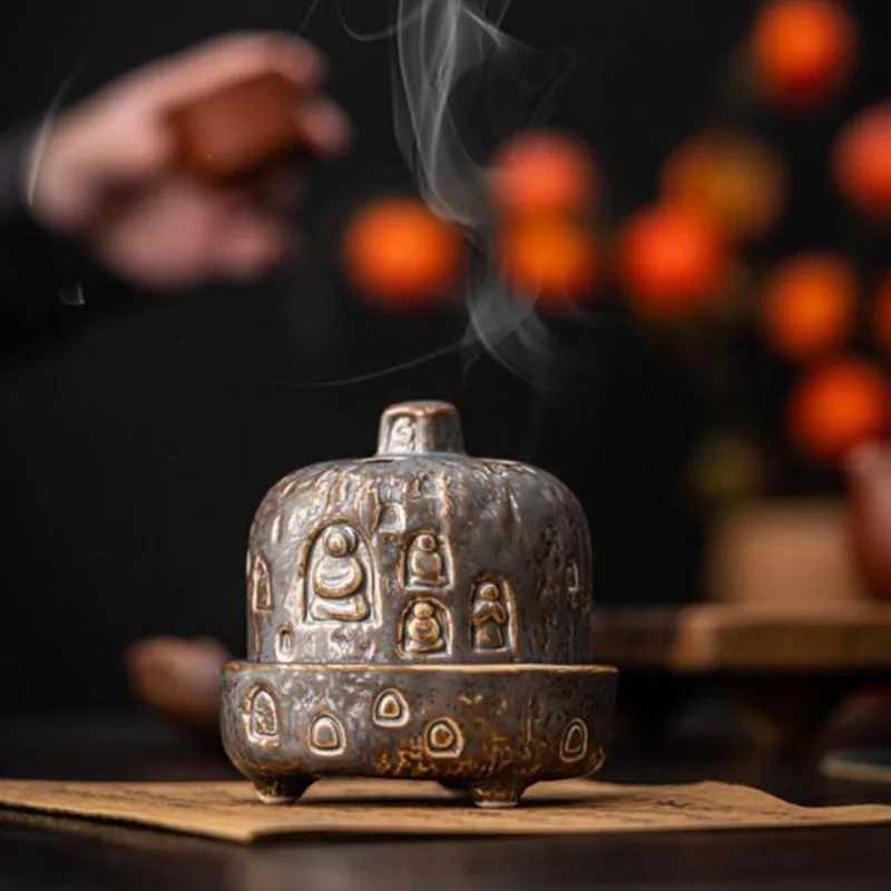 Retro Aromatherapy Burner Chan Dunhuang Coil Incense Holder Creative Art Decoration Fragrance Censer Tea House Ornaments C260209