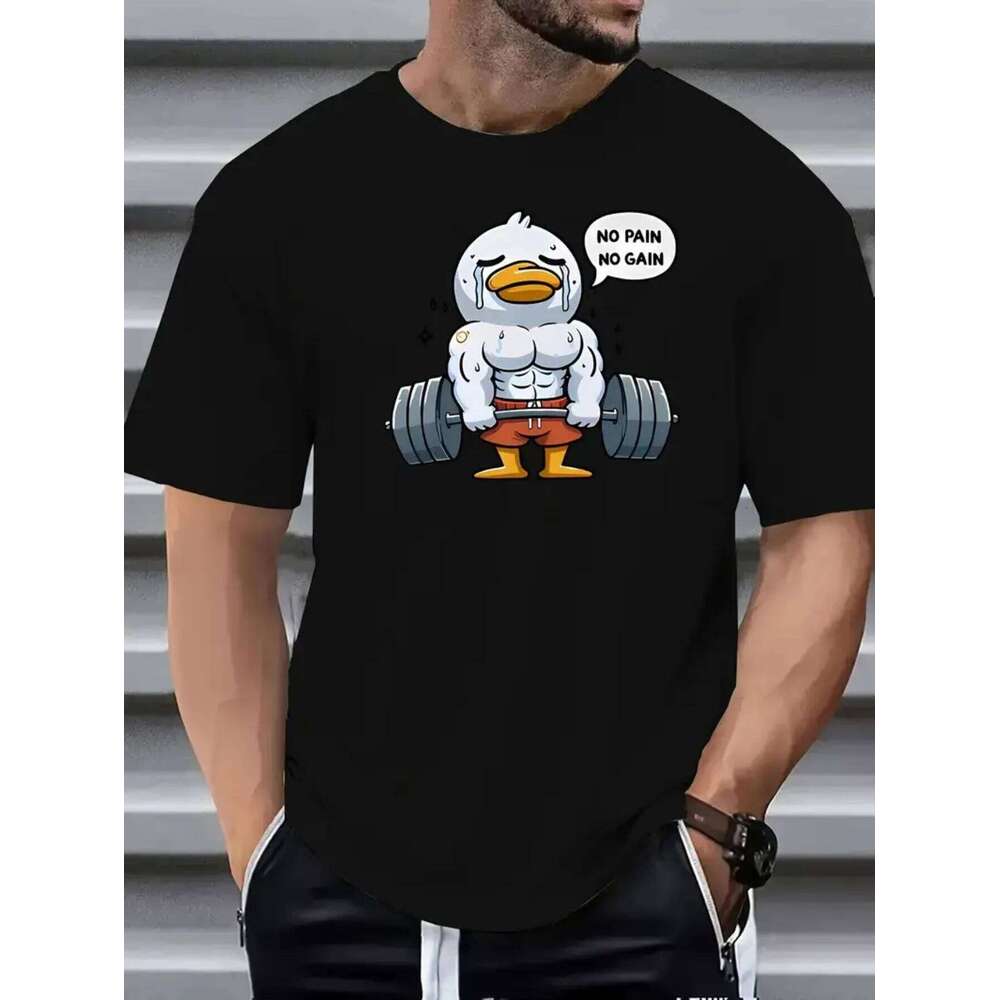 Clothing Men T Shirts Unisex Cartoon Muscle Duck Pattern Mens Casual Short Sleeve Crew Neck T-shirt Summer Outdoor Fashion X260209