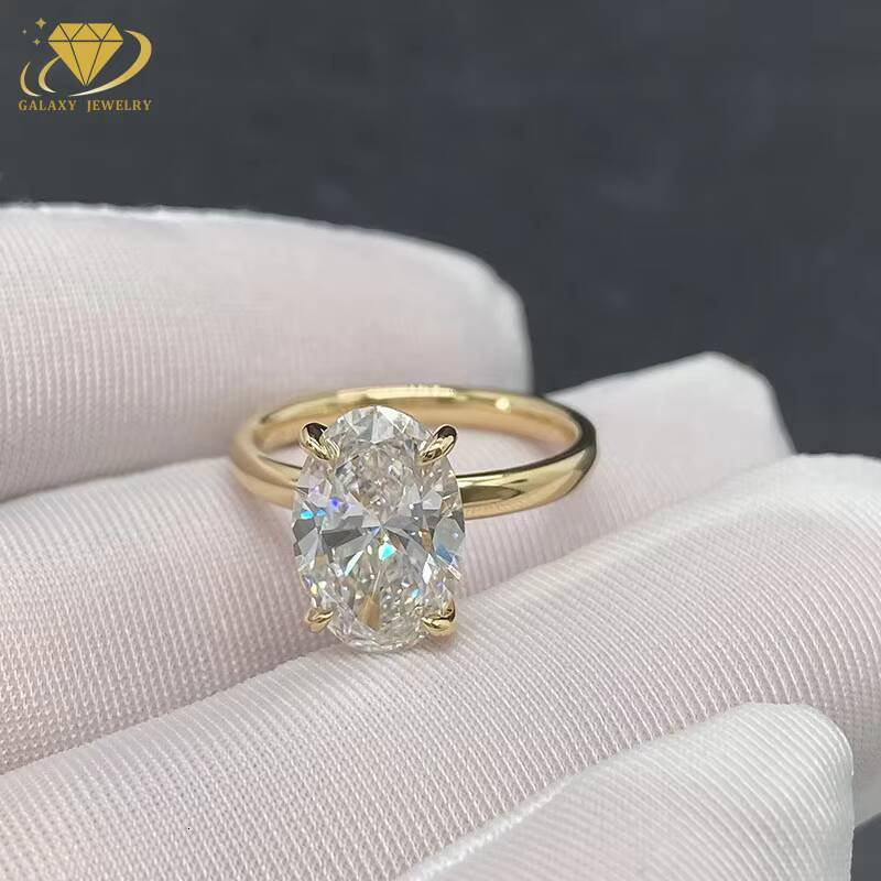 FineJewelry 18k Solid Gold 3CT VVS1 Oval Cut Lab Grown Diamond Engagement Ring Women With IGI Certified