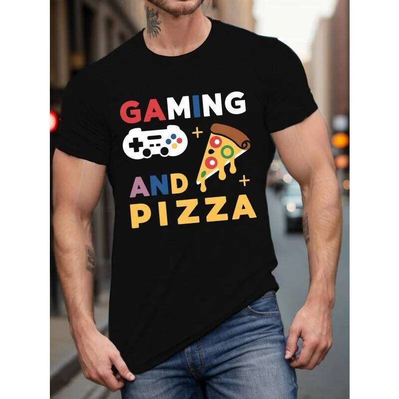 3D Print Game Controller Gamer T-Shirt For Men Pizza Graphic Tees Casual Oversized Short Sleeve Tops O-Neck Streetwear T Shirts X260209