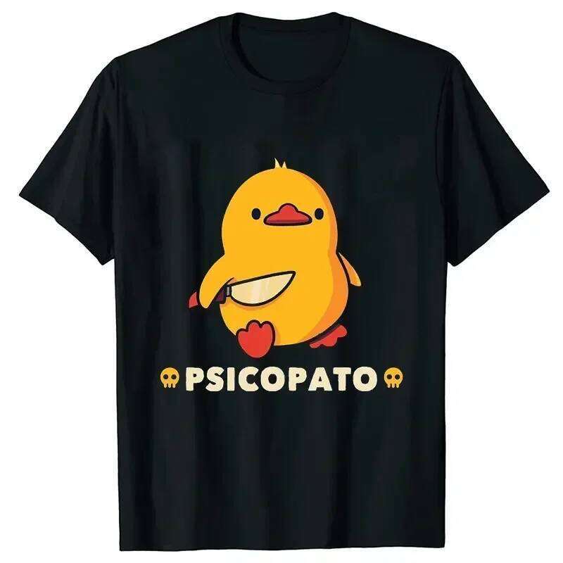 Duck with Knife Funny Aesthetic New Arrival Mens Clothes Tee Shirt Graphic T-Shirts Tshirt for Men Ropa Hombre 70413 X260209