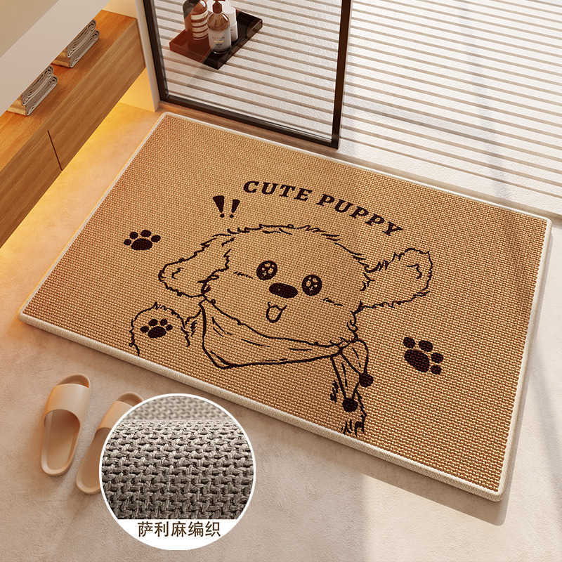 Cartoon Bathroom Mat Linen Water Absorption Quick Drying Foot Mat Bathroom Door Splash Water Foot Mat Toilet Anti Slip Mat S260207