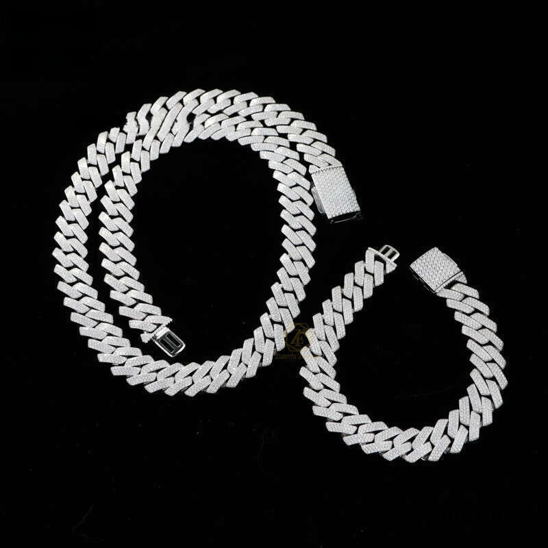 Wholesale 15mm 3rows Vvs Moissanite Link Bracelet Men S Fast Delivery Hip Hop Style Iced Out Dia Cuban Chain 01