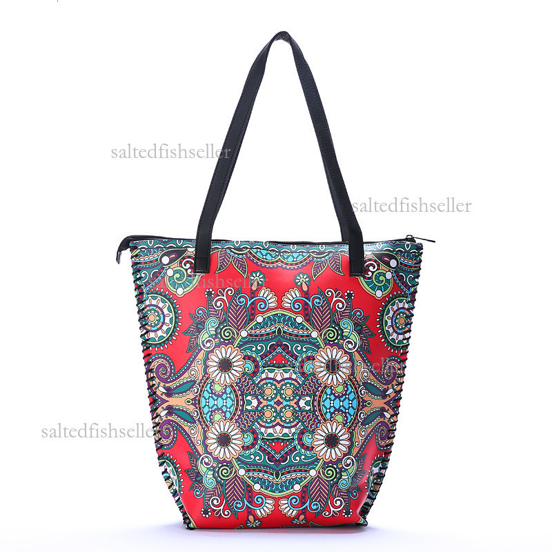 2026 Luxury Retro Ethnic Style Shopping Bag, Fashionable Women's PU Soft Leather Printed Shoulder Bag Hong Kong Style Mommy Handmade Three-dimens