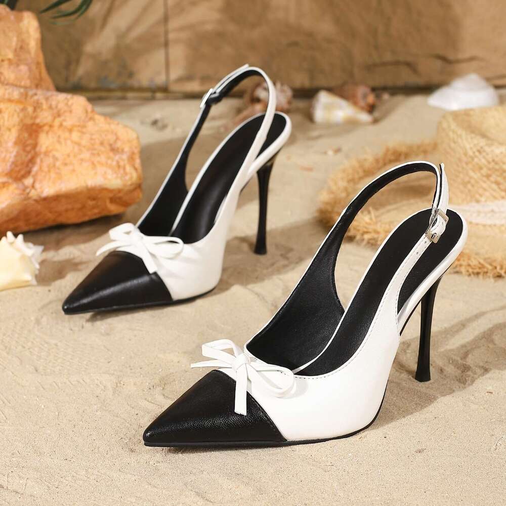 Elegant Pointed Toe Stiletto High Heels For Women Fashionable Synthetic Shoes With Bow Embellishment Ultrahigh Heel All Season Wear MOJIDASHU