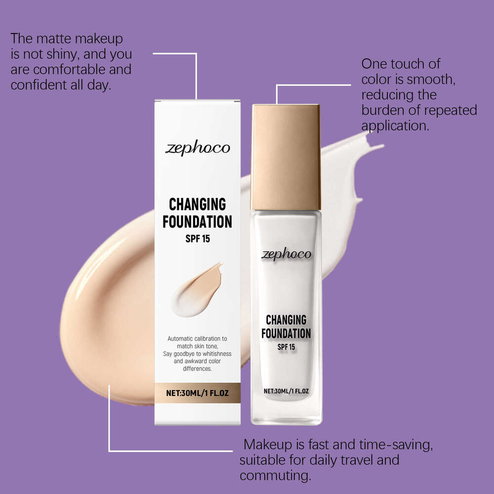 zephoco Temperature Sensing Color Adjusting Natural Fit Concealer Lightweight Hydrating Makeup Foundation