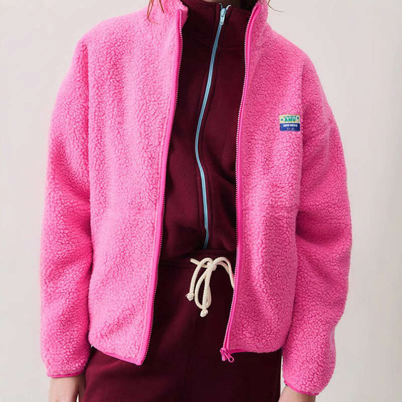 Spring Autumn European and American cross-border popular solid color casual fleece zip-up jacket with a stylish design, suitable for commuting