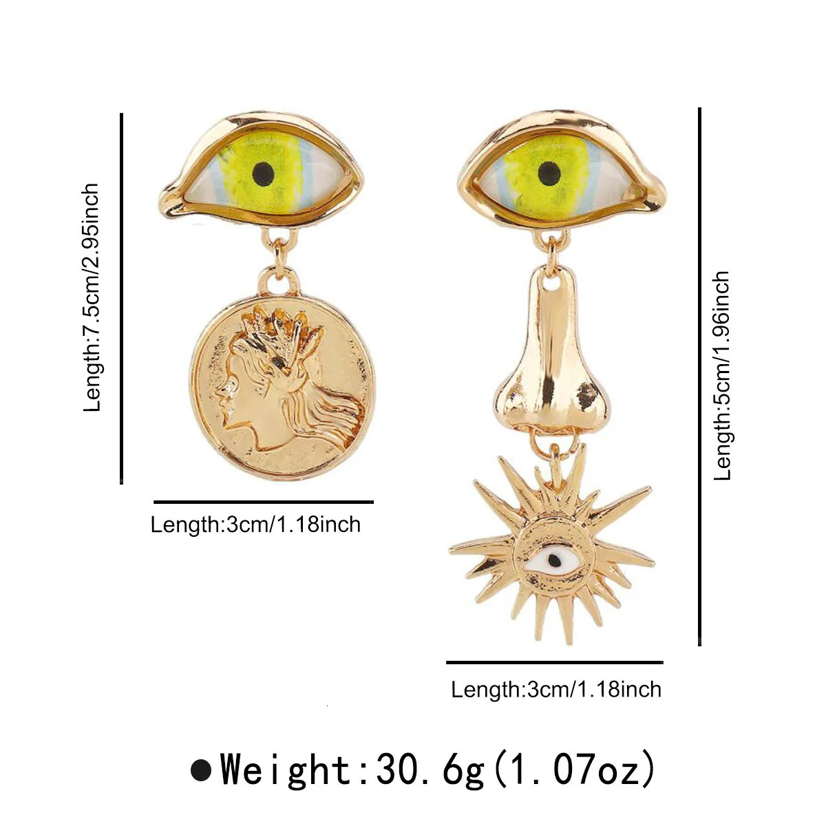 Medieval Vintage Eye Mouth Asymmetric Earrings For Women Trendy Personalized Beauty Facial Features Long Dangle Earrings Jewelry 260120
