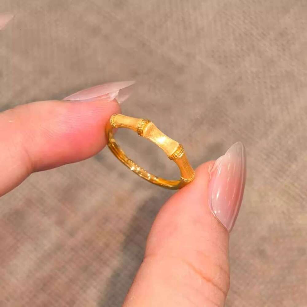 New Chinese-style Gold-brushed Bamboo Ring With A Casual Design Versatile And Available