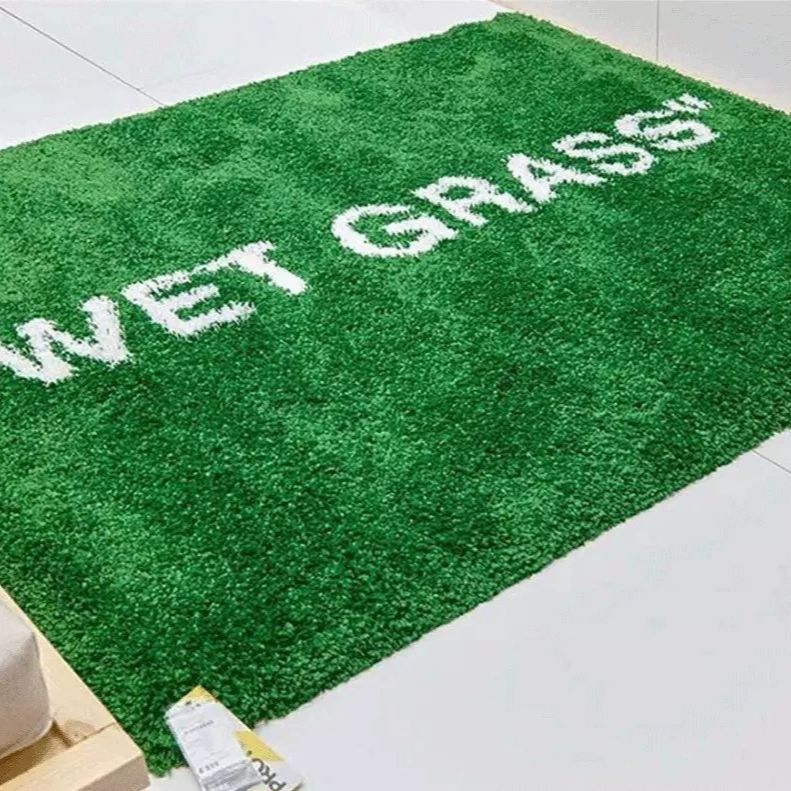 WET GRASS Rug Green Grass Classic Handmade Flocked Large Carpet Hypebeast Decor Parlor Bedroom Playroom Artistic Premium Floor Mat