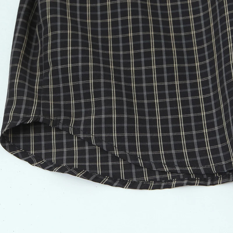 Autumn Scarf Collar Long Sleeve Single Breasted Plaid Shirts Women Versatile Fashionable Blouses Female Casual Chic Wear 260207