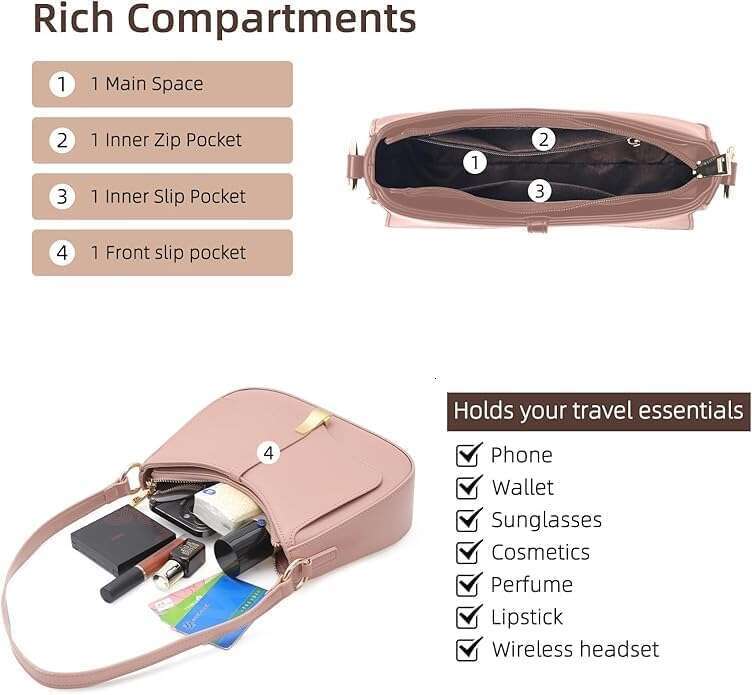 Crescent Shoulder Bag Women Vintage Retro Vegan Leather Tote Handbags Crossbody Bags Handbag For Women Designer Shoulder bag Classic