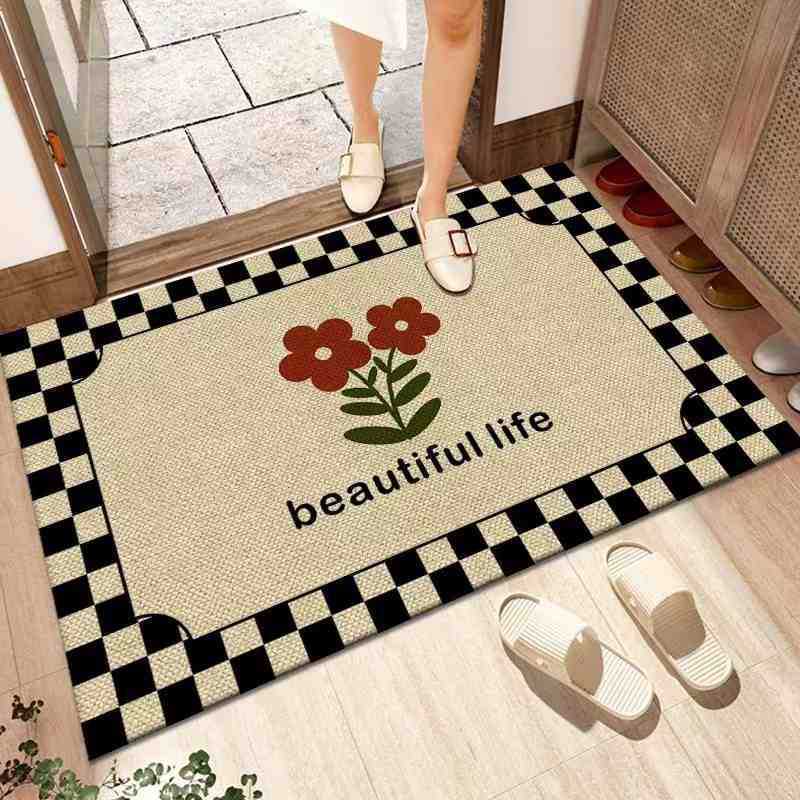 Simple modern entryway mat dirt-resistant linen diatomite mat bathroom mat highly absorbent and non-slip S260207
