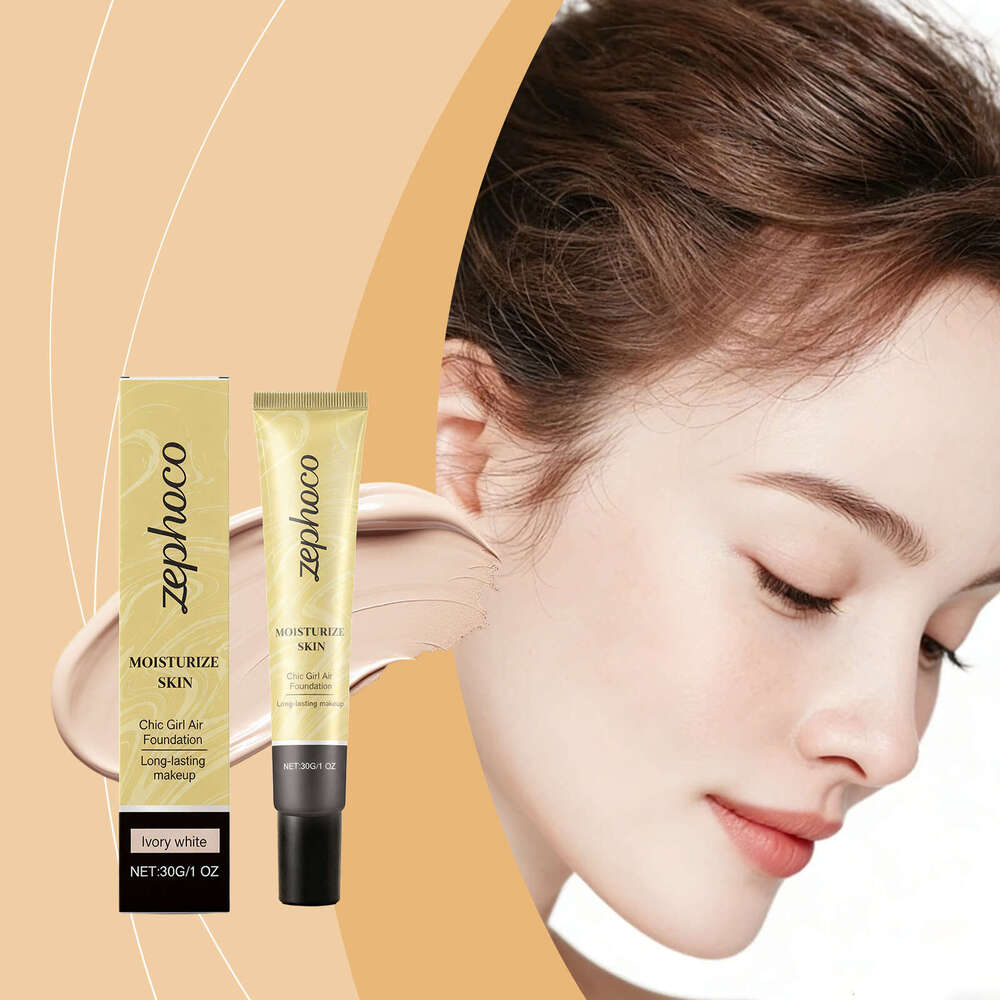zephoco Ivory White Foundation Natural Concealer Lightweight Skin-Fitting Clear Glossy Three-Dimensional Makeup Effect