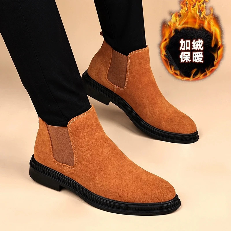 Mens Chelsea Boots Genuine Leather 2025 Autumn Winter Trend Thicksoled Men Ankle Allmatch Marton 260208