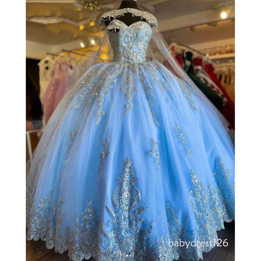 Tulle Quinceanera Dresses Ball Birthday Party Dress Lace Up Graduation Gown vestidos de 2025 With Cape