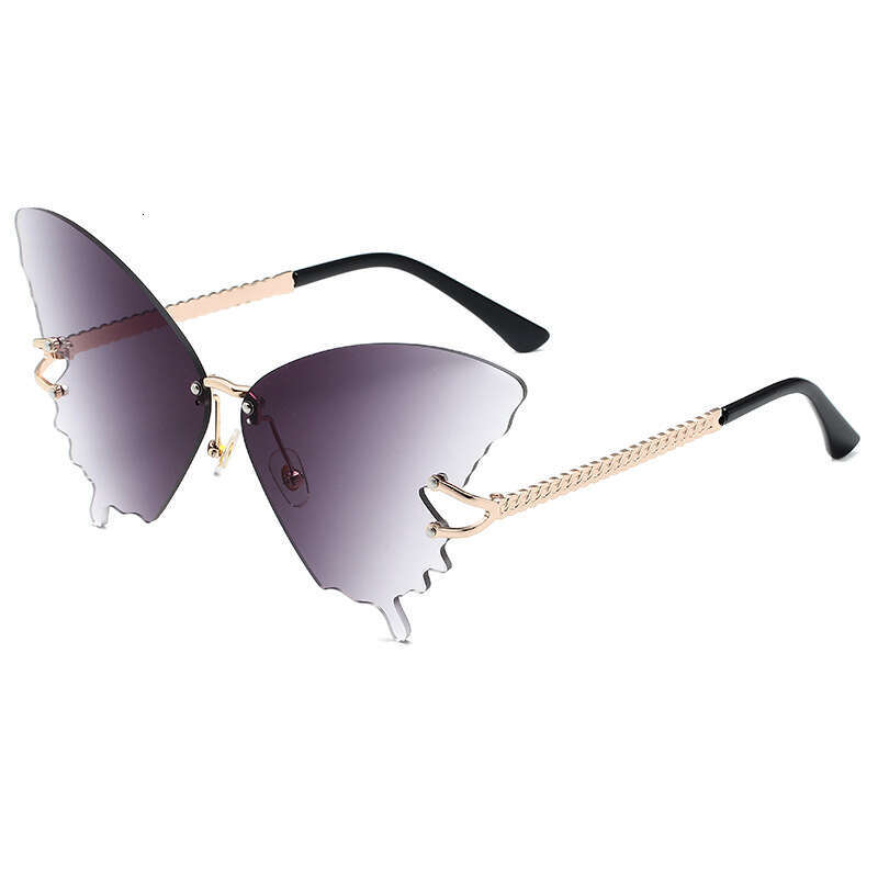 Sunglasses Frameless Butterfly Shape Gradient Multicolor Stylish Eyewear UV Protection Perfect as Party & Vacation Photo Props
