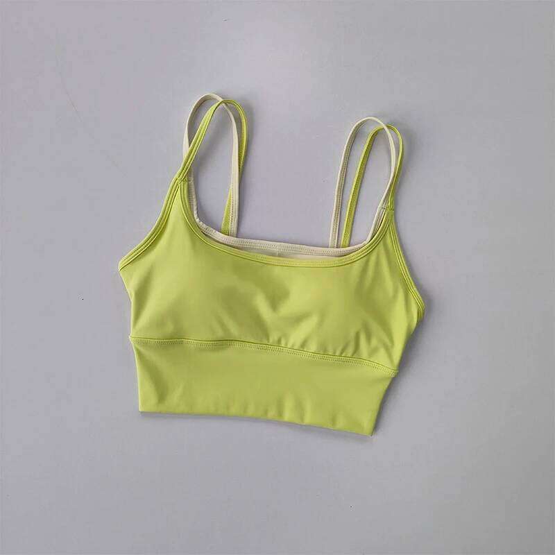 Sports Women Summer Shock-absorbing Gathering Double Breast Strap Yoga Vest Quick Drying Anti Sagging Shaping Fitness Bra 26Y0209