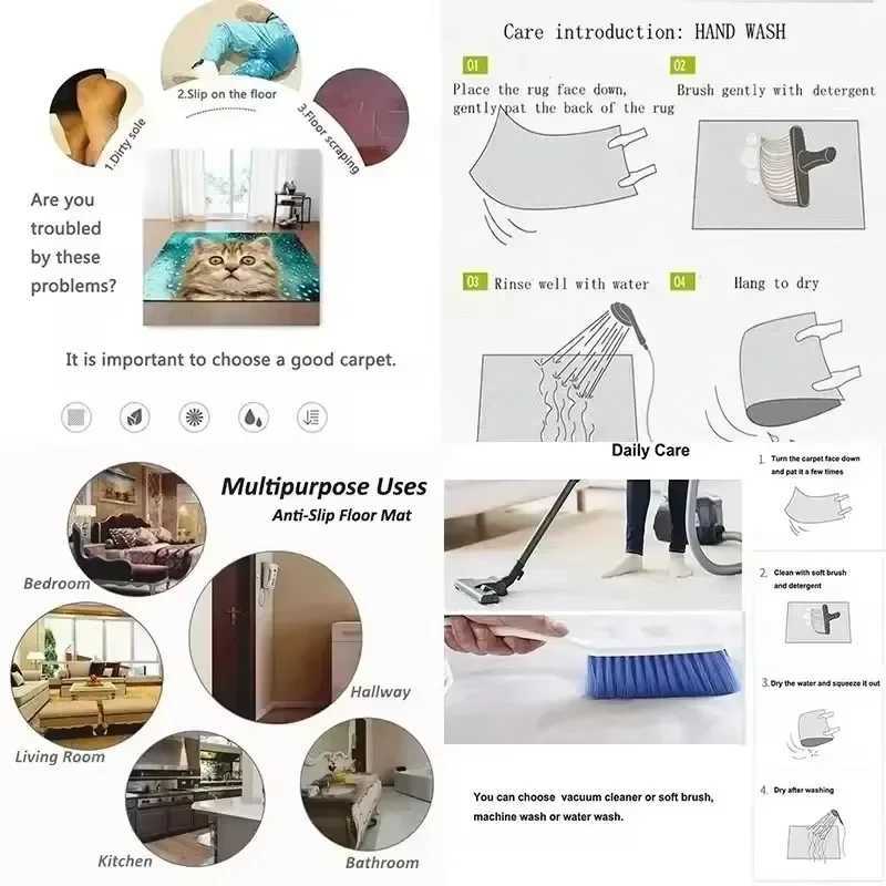 Stone Pattern Non-Slip Door Mat - Machine Washable Durable for Indoor/Outdoor Use for High Traffic Areas - Home Room Decor S260207