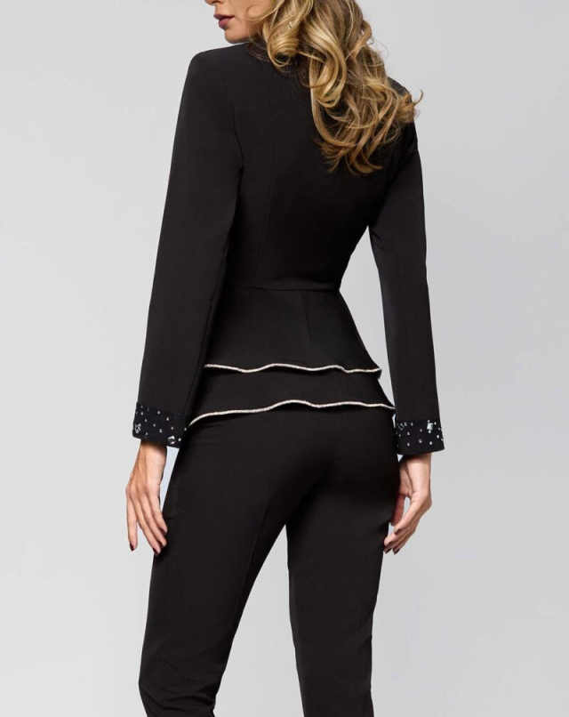 Beads Women Pants Suit Formal Office Lady Slim Fit Prom Party Jacket Coat Custom Size 2 Pieces Blazer Sets