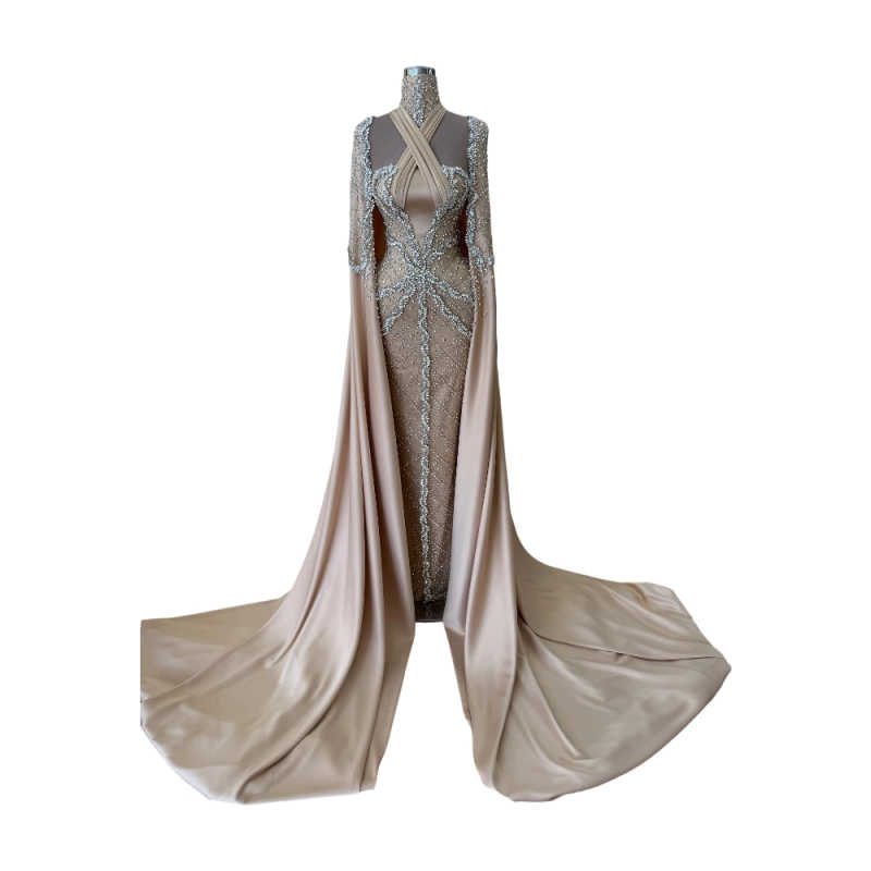 Sparkly High Neck Crystal Prom Dresses Sexy Beading Floor Length Evening Dress Customized Floor Length Party Gown