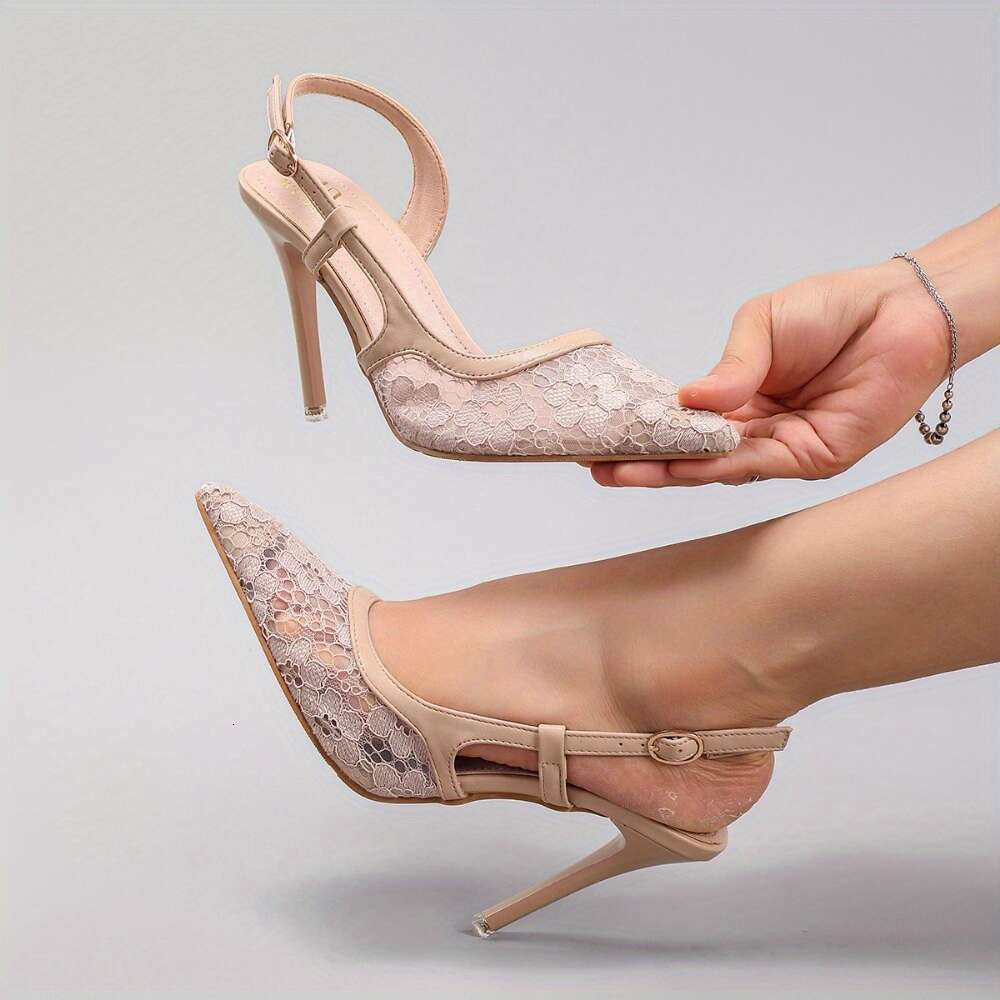 Lace Trimmed High Heels Women Elegant Sexy Pointed Toe Sandals For Summer Banquets Parties And Weddings Women Shoes MOJIDASHU