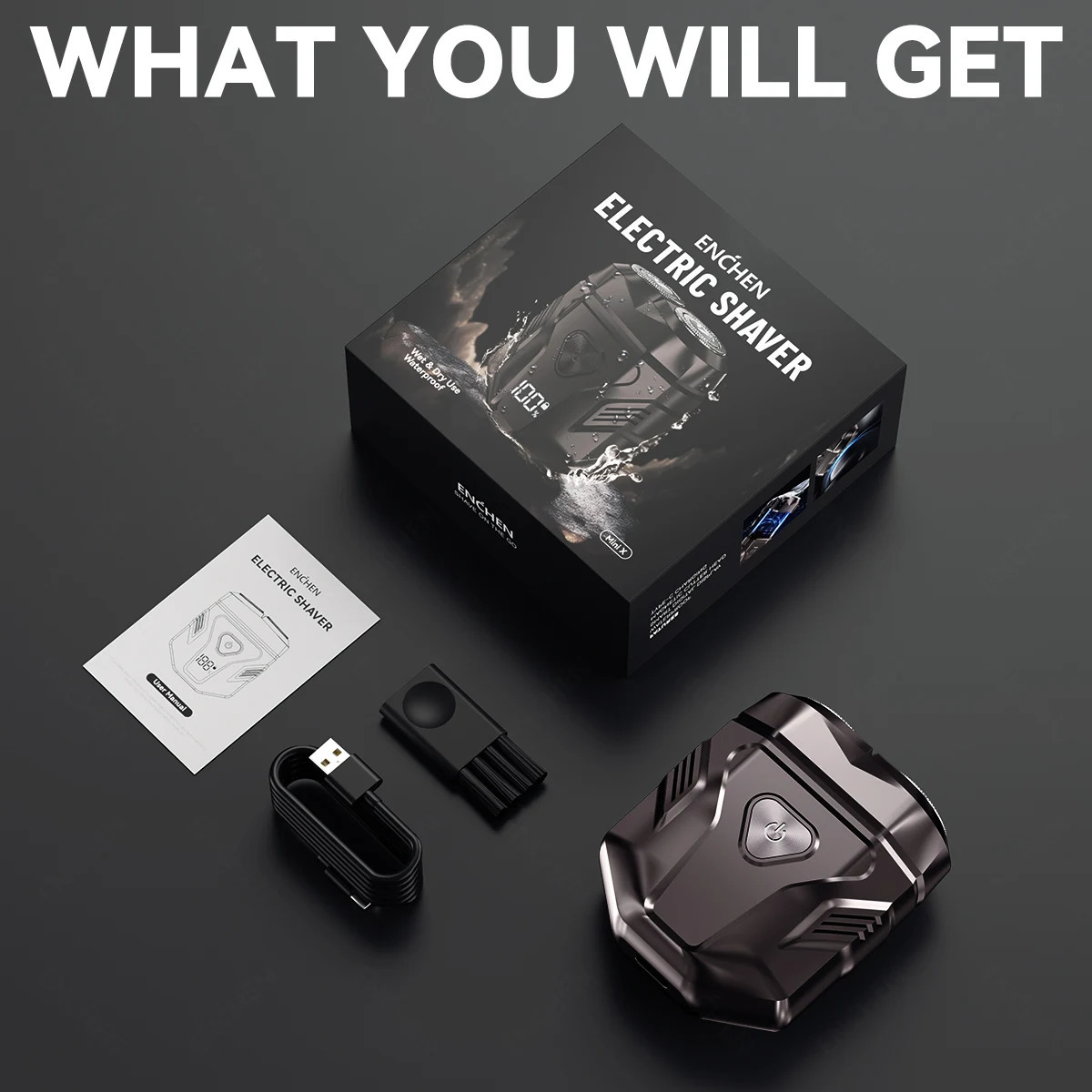 ENCHEN Mini X Portable Electric Shaver 100 Waterproof Type-C 15 Hours Rechargeable With Magnetic Cutter Head And Travel Lock 260126