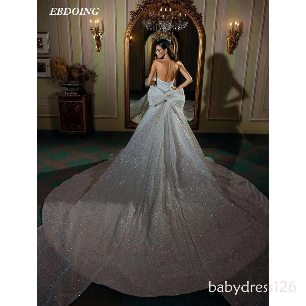 Newest Sweetheart Wedding Dress Sleeveless Neckline with Large Bow Made to Order Bright Bridal Dresses