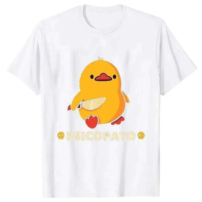 Duck with Knife Funny Aesthetic New Arrival Mens Clothes Tee Shirt Graphic T-Shirts Tshirt for Men Ropa Hombre 70413 X260209