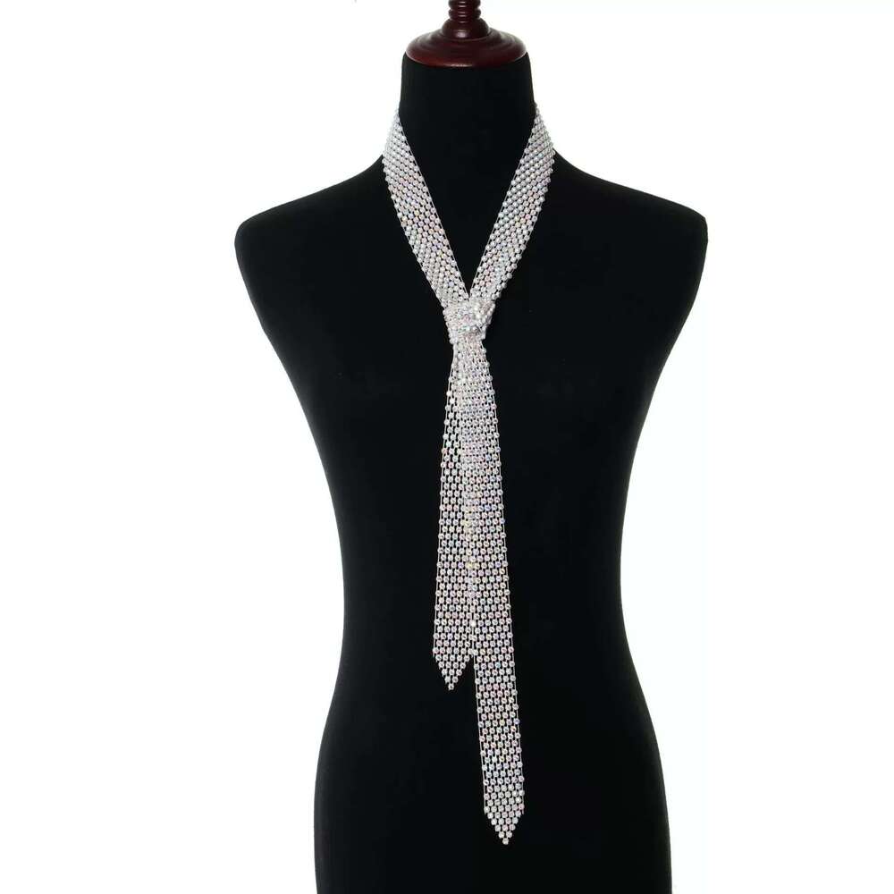 European and American Accessories Personality Mesh Trendy Inlaid with Rhinestones Hot Girl Tie Rhinestone Sequins 130cm