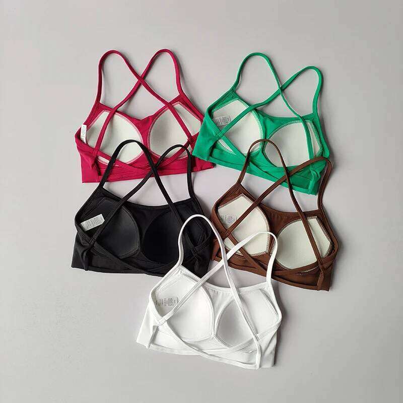 Sexy Yoga Bra Strappy Cross Sports Top Quick Dry Padded for Women Gym Training 26Y0209