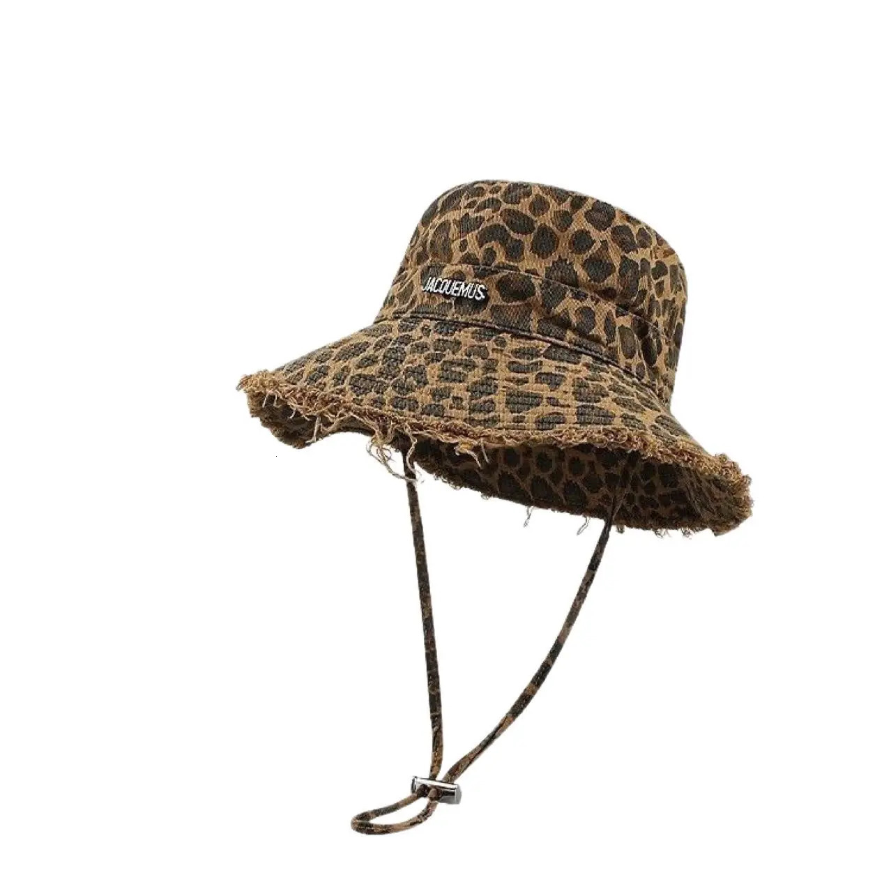 Ladies Bucket Hats Leopard Print Korean Retro Fashionable Personalized Raw Edge Bucket Hats Large Brim Outdoor Sports Sun Hats 260208
