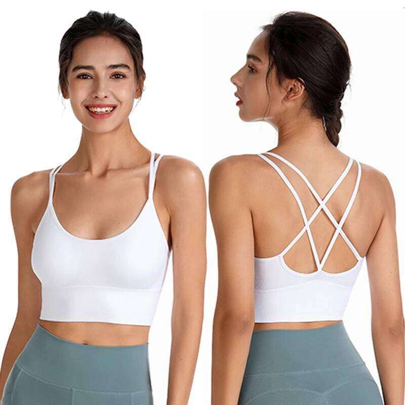 Wirefree Bra Women's Sexy Shockproof Fitness Crisscross Brassiere Training Sports Running Yoga Tank Tops Sportswear 26Y0209