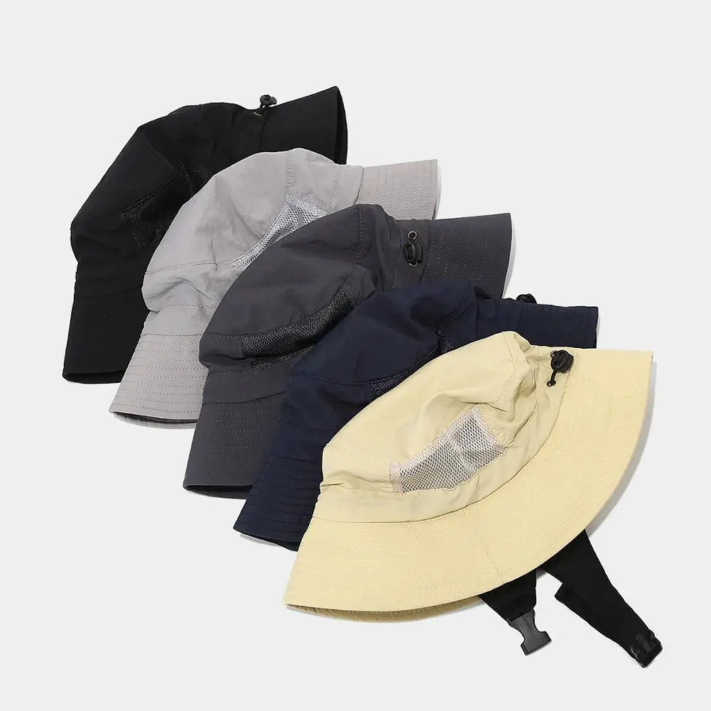 Beach Surf Cap Mesh Breathable Sun Hat Summer Outdoor Fishing Cap Chin Adjustable Bucket Hat Water Sport Cap 260208