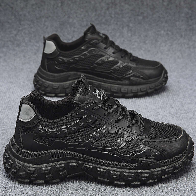 Men's Winter Breathable Wear-resistant Non-slip Tire Sole Work Black Sports Height-increasing Dad Trendy Shoes