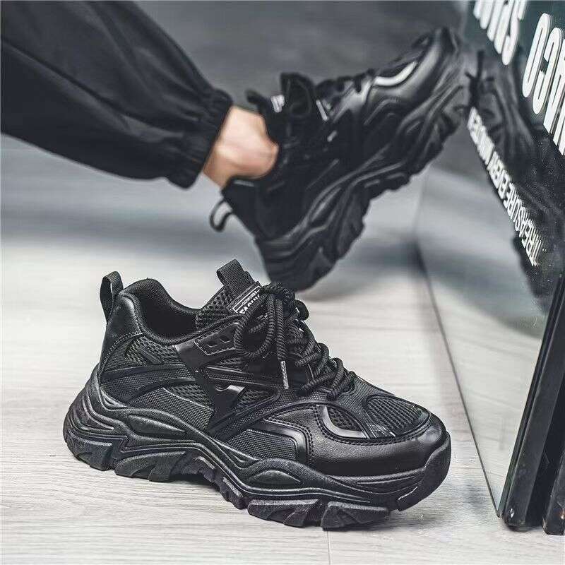 Men's 2025 New Winter Breathable Mesh Casual Thick Sole Non-Slip Versatile White Height-Increasing Sports Dad Trendy Shoes