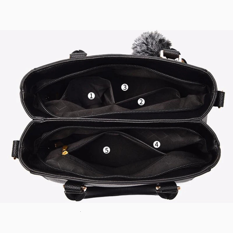Embroidery Messenger Bags Women Leather Handbags Bags for Women Sac a Main Ladies hair ball Hand Bag 260130