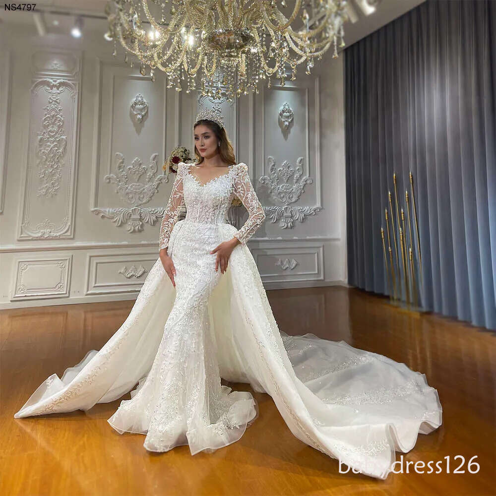 Sleeves 2 in 1 Wedding Dress Custom Size