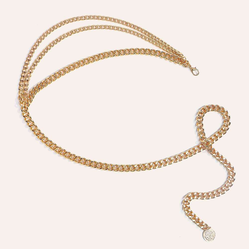 1 Piece Multi-Layer Metal Waist Chain for Women Unique Versatile Dress Belt Accessory X260209