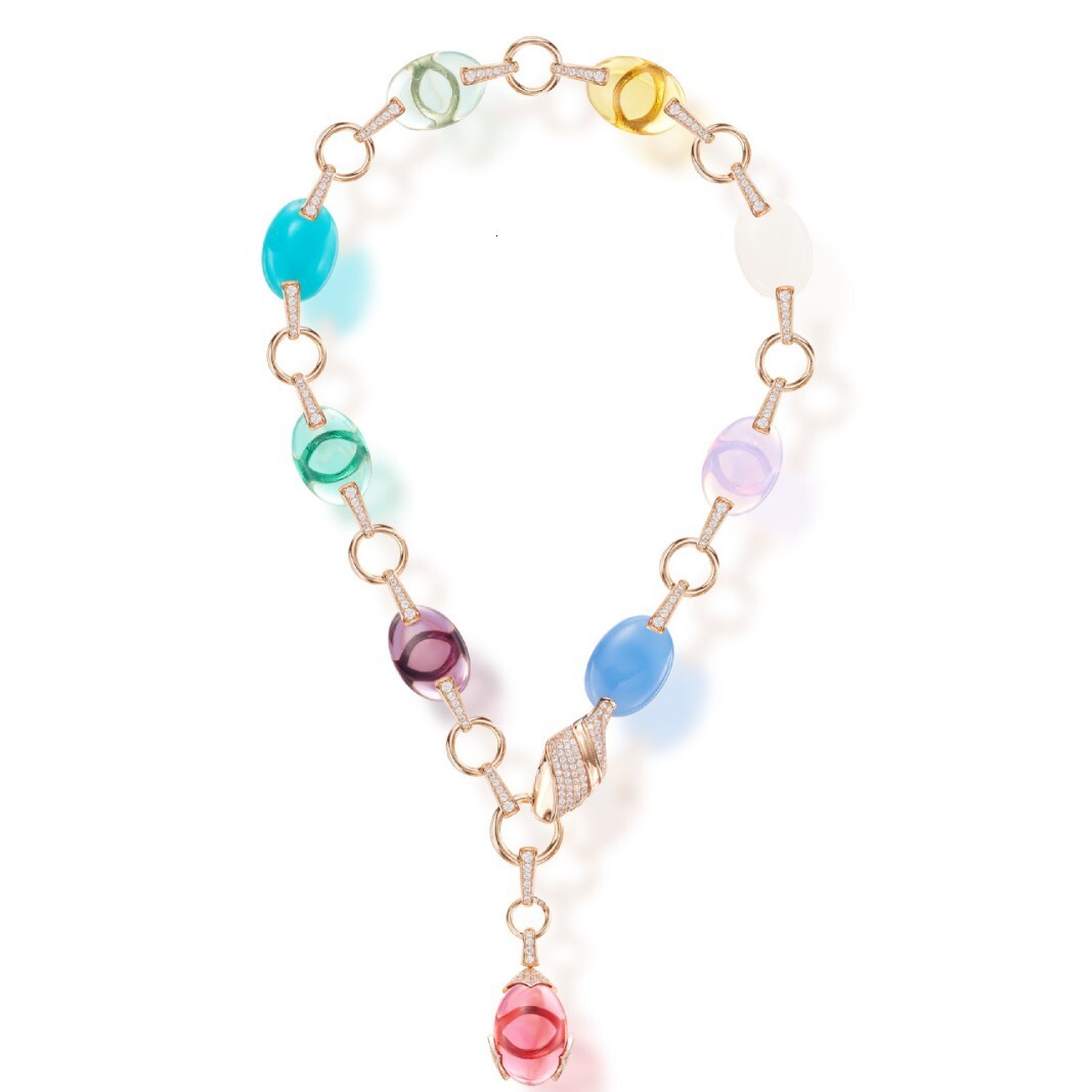 Necklace Autumn Winter New Imitation Colorful Gem Snake Necklace Gold-Plated Necklace Heavy Craft Exaggerated Personality Women's Snake-Shaped Ne