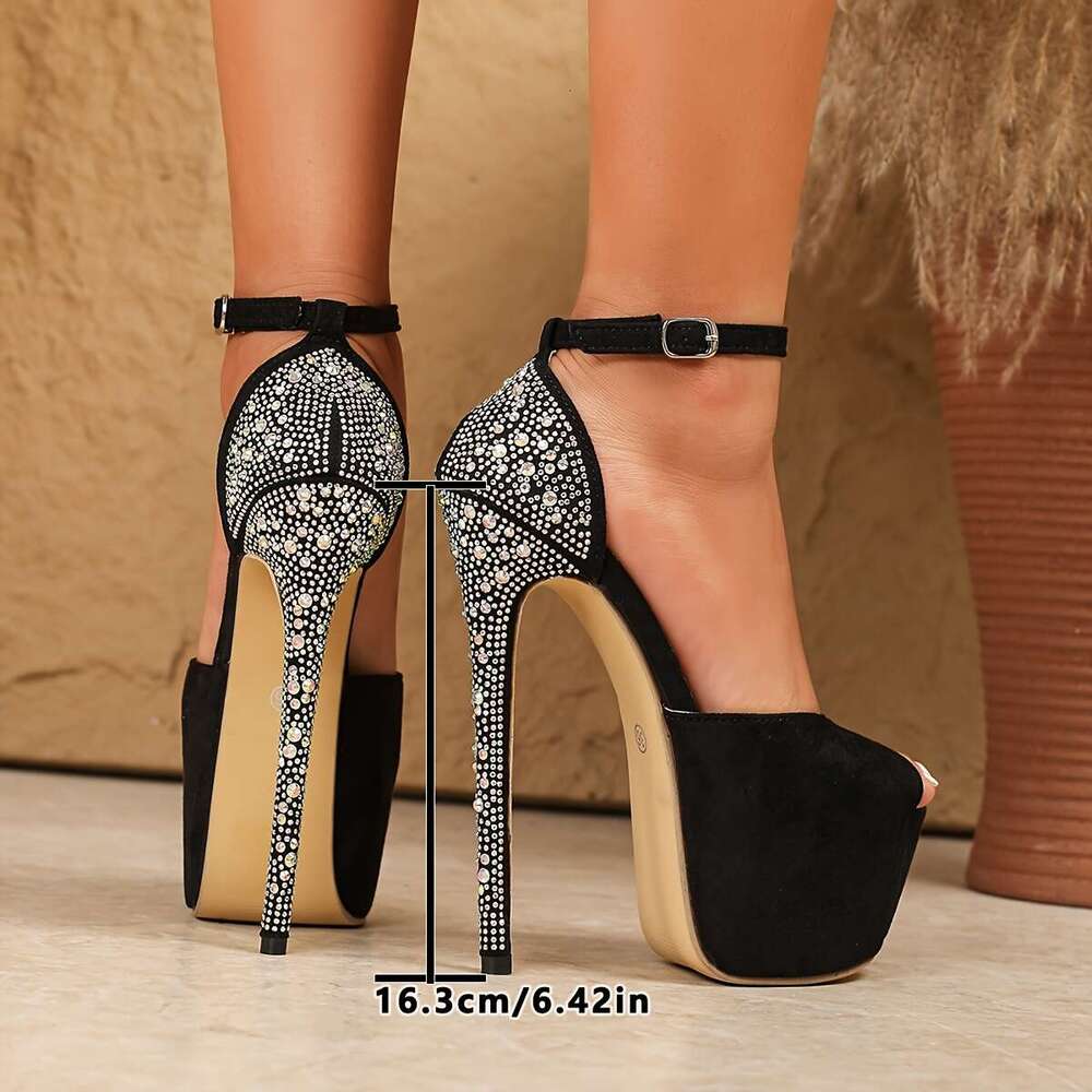 Diamond Embellished Open Toe With A Inch High Heel Perfect For Showcasing Beautiful Legs Women Shoes MOJIDASHU