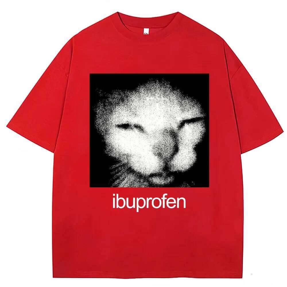 Vintage Funny Ibuprofen Cat Meme Graphic Short Sleeve Casual Fashion Harajuku Kawaii T-shirt Y2K Clothing X260209