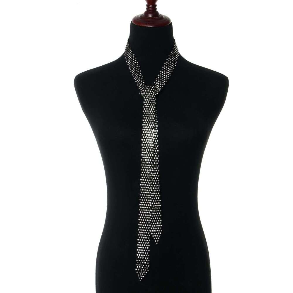 European and American Accessories Personality Mesh Trendy Inlaid with Rhinestones Hot Girl Tie Rhinestone Sequins 130cm