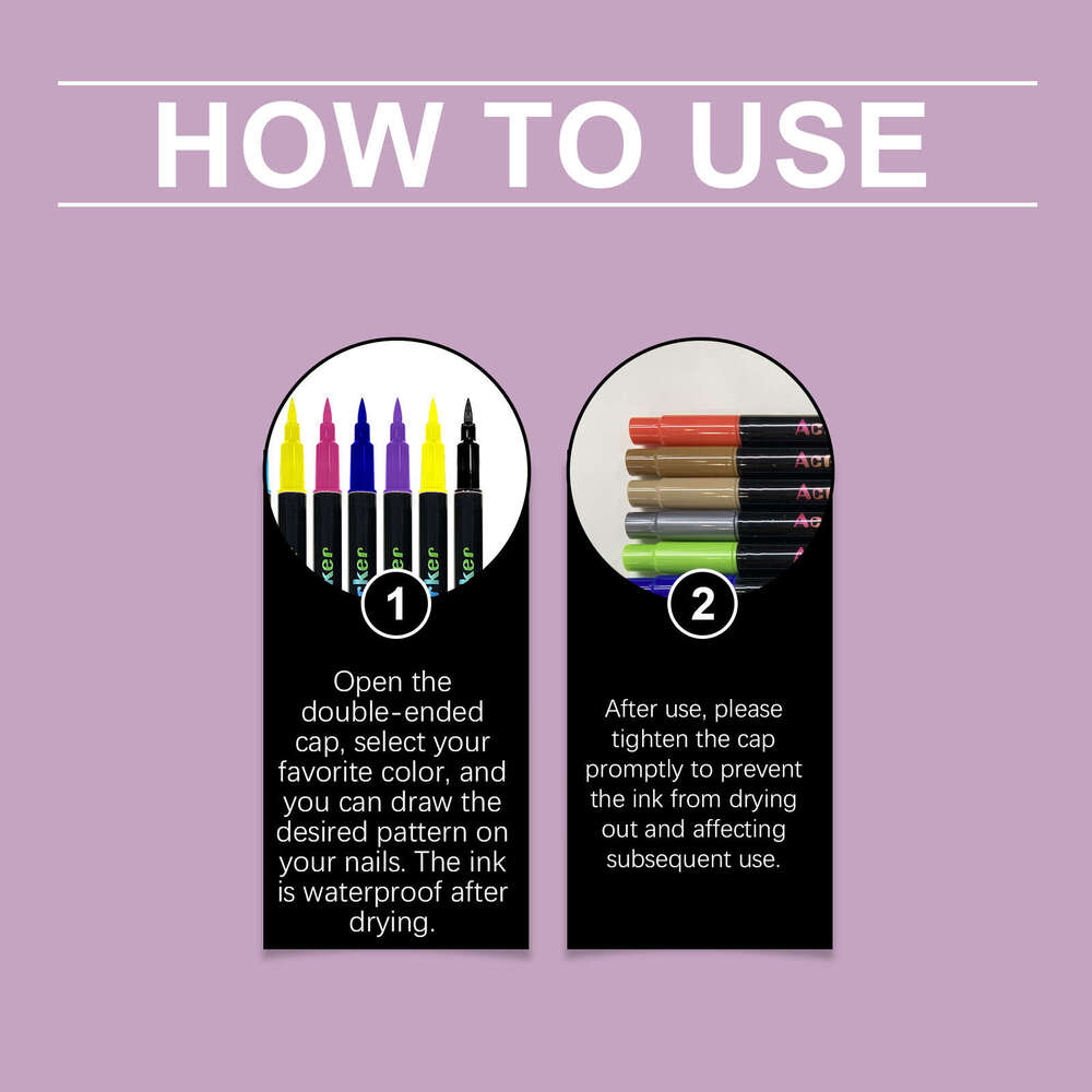 Nymixa Double-Headed Graffiti Pen Set Quick-Drying Colorful Easy-to-Use Nail Art Tool for Beginners